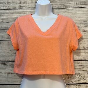 LIQUIDATION SALE Wild Fable 100% Cotton Coral Orange V neck Crop Top Medium